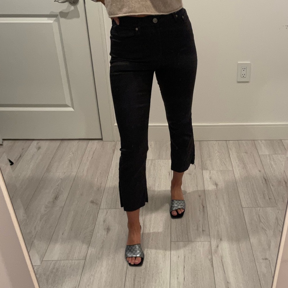 Zara Coated Denim Flare Jeans